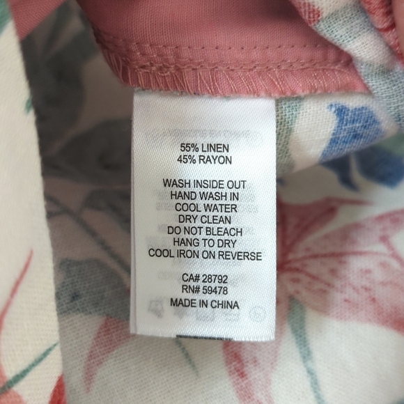 C&C California Tropical Floral Linen Blend High Waisted Wide Leg Shorts Beige 6 - Picture 5 of 11